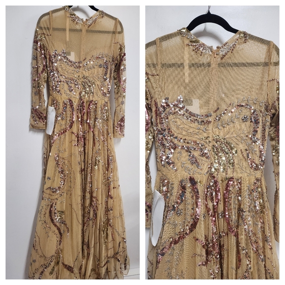 - NWT LONG SLEEVE EMBELLISHED ILLUSION EVENING GOWN Size 6 $ 798 - Picture 6 of 10